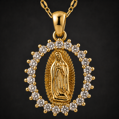 Collar Virgen de Guadalupe  Acabado Dorado Premium