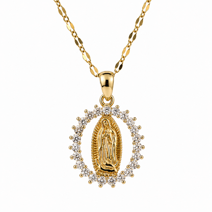 Collar Virgen de Guadalupe  Acabado Dorado Premium